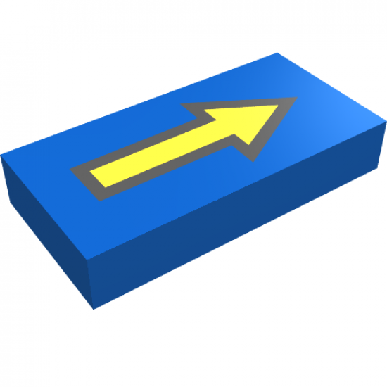 Tile 1 x 2 with Yellow Arrow Long with Black Outline Pattern