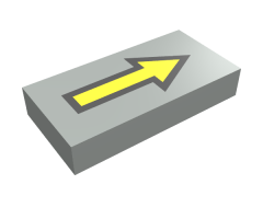 Tile 1 x 2 with Yellow Arrow Long with Black Outline Pattern