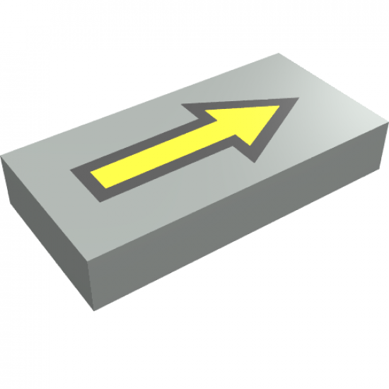 Tile 1 x 2 with Yellow Arrow Long with Black Outline Pattern