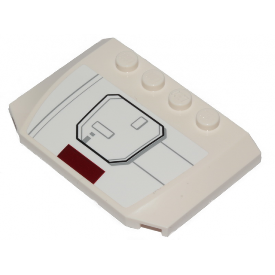 Wedge 4 x 6 x 2/3 Triple Curved with SW X-wing Hull Plates and Dark Red Stripe Pattern Model Left Side (Sticker) - Set 75301