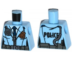 Torso Police Female Jacket with Zipper, Dark Blue Tie, Gold Badge, Radio and 'POLICE' Pattern on Reverse