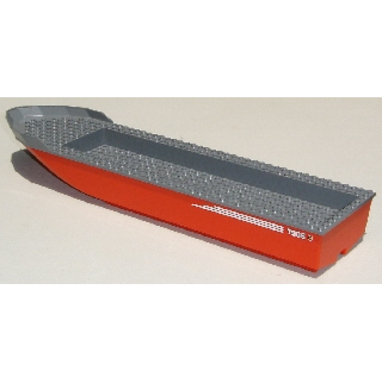 Boat Hull Unitary 51 x 12 x 6 with Dark Bluish Gray Top with Fire Logo and 7906 Pattern on Both Sides (Stickers) - Set 7906
