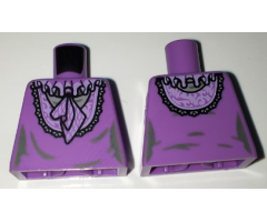 Torso Female Dress with Lavender Ruffled Collar Front and Back Pattern
