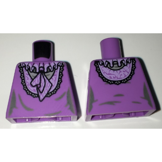 Torso Female Dress with Lavender Ruffled Collar Front and Back Pattern