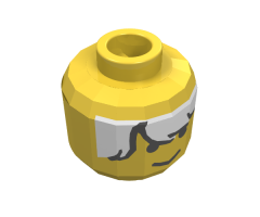 Minifigure, Head Male White Bangs Messy Hair Pattern - Blocked Open Stud