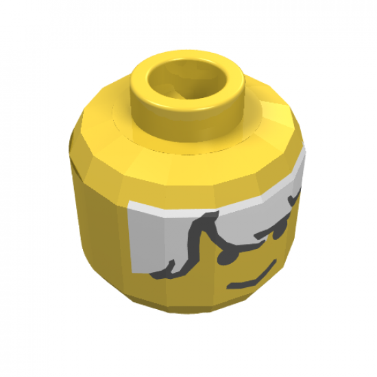 Minifigure, Head Male White Bangs Messy Hair Pattern - Blocked Open Stud