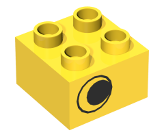 Duplo, Brick 2 x 2 with Eye without White Pattern, on One Side, Offset Left