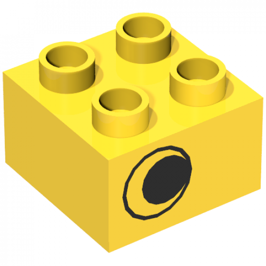 Duplo, Brick 2 x 2 with Eye without White Pattern, on One Side, Offset Left