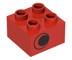 Duplo, Brick 2 x 2 with Eye without White Pattern, on One Side, Offset Left