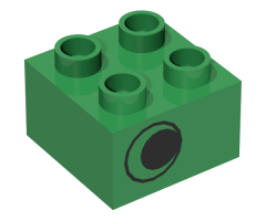 Duplo, Brick 2 x 2 with Eye without White Pattern, on One Side, Offset Left