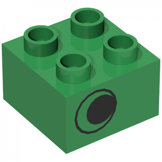 Duplo, Brick 2 x 2 with Eye without White Pattern, on One Side, Offset Left
