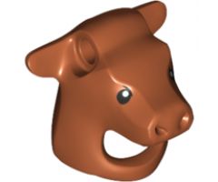 Minifigure, Headgear Head Cover, Costume Mask Cow / Ox with Black Eyes Pattern