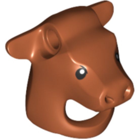 Minifigure, Headgear Head Cover, Costume Mask Cow / Ox with Black Eyes Pattern
