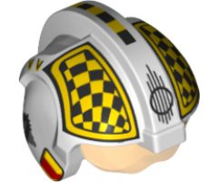 Minifigure, Headgear Helmet SW Rebel Pilot with Trans-Orange Visor and Yellow and Black Checkered Pattern (Biggs)