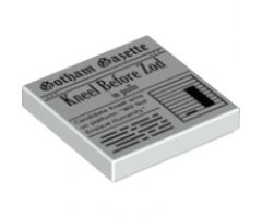 Tile 2 x 2 with Newspaper 'Gotham Gazette Kneel Before Zod in Polls' Pattern