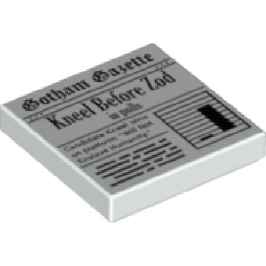 Tile 2 x 2 with Newspaper 'Gotham Gazette Kneel Before Zod in Polls' Pattern