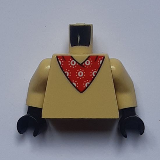 Torso with Red Bandana, White Pattern and Tail on Back Pattern / Tan Arms / Black Hands