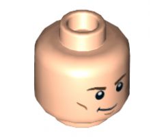 Minifigure, Head Dual Sided Brown Eyebrows, Cheek Lines, Chin Dimple, Crooked Smile / Open Mouth Grimace Pattern - Hollow Stud