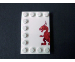 Tile, Modified 4 x 6 with Studs on Edges with Dragon Left Half Pattern