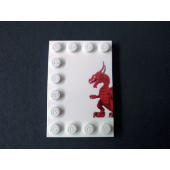 Tile, Modified 4 x 6 with Studs on Edges with Dragon Left Half Pattern