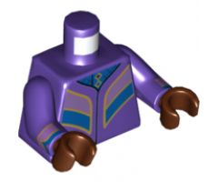 Torso Blue Robe and Medium Lavender Panels Pattern / Dark Purple Arms with Medium Lavender, Blue and Gold Cuffs Pattern / Reddish Brown Hands