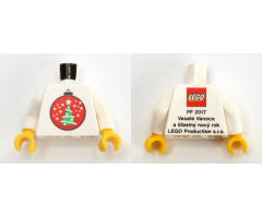 Torso Kladno with Christmas Tree Ornament on Front, 'PF 2017' and Lego Logo on Back Pattern / White Arms / Yellow Hands