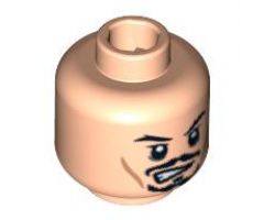 Minifigure, Head Dual Sided PotC Jack Black Moustache Determined / Skull Face Pattern - Hollow Stud