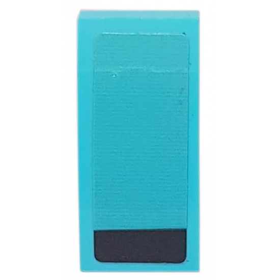 Slope, Curved 2 x 1 with Black Stripe on Medium Azure Background Pattern Model Left Side (Sticker) - Set 76898