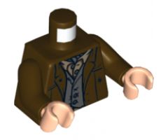 Torso Jacket with Dark Bluish Gray Vest and Dark Tan Ascot Pattern / Dark Brown Arms / Light Nougat Hands