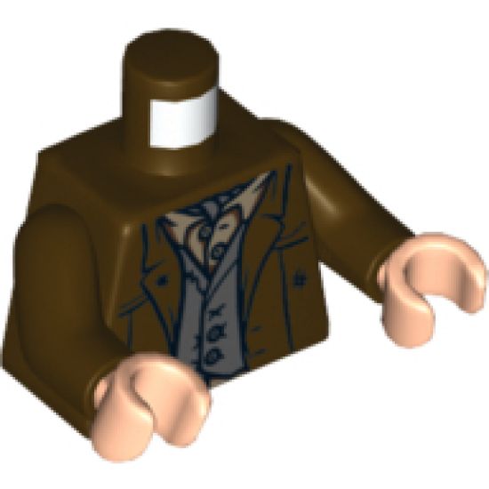 Torso Jacket with Dark Bluish Gray Vest and Dark Tan Ascot Pattern / Dark Brown Arms / Light Nougat Hands