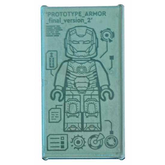 Glass for Window 1 x 4 x 6 with Iron Man Armor 'PROTOTYPE_ARMOR _final_version_2' Pattern (Sticker) - Set 76167