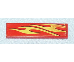 Tile 1 x 4 with Yellow Flames Pattern Model Back Left (Sticker) - Set 8667