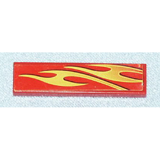 Tile 1 x 4 with Yellow Flames Pattern Model Back Left (Sticker) - Set 8667