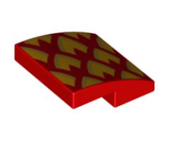 Slope, Curved 2 x 2 with Metallic Gold and Orange Dragon Scales, Pointed Right Pattern