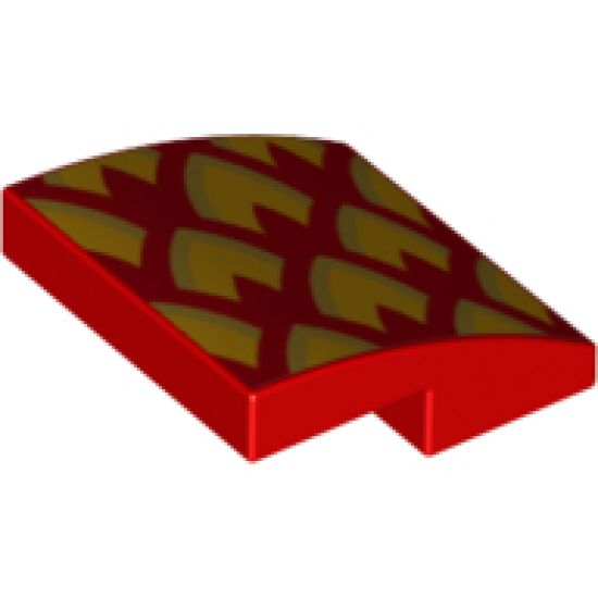 Slope, Curved 2 x 2 with Metallic Gold and Orange Dragon Scales, Pointed Right Pattern