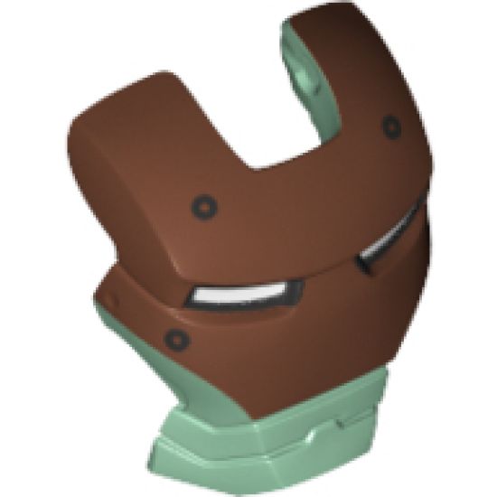Minifigure, Headgear Accessory Visor Top Hinge with Copper Face Shield, White Eyes and 4 Rivets Pattern