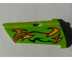 Technic, Panel Fairing #21 Large Long, Small Hole, Side B with Orange and Red Flames on Lime Background Pattern (Sticker) - Set 8649