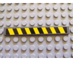 Tile 1 x 8 with Black and Yellow Danger Stripes Pattern (Sticker) - Set 7781