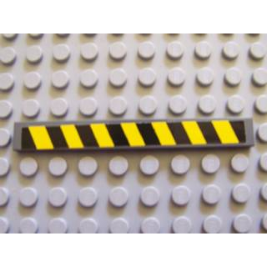 Tile 1 x 8 with Black and Yellow Danger Stripes Pattern (Sticker) - Set 7781