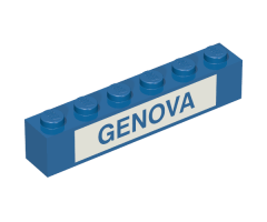Brick 1 x 6 with Blue in White 'GENOVA' Pattern (Set 113)