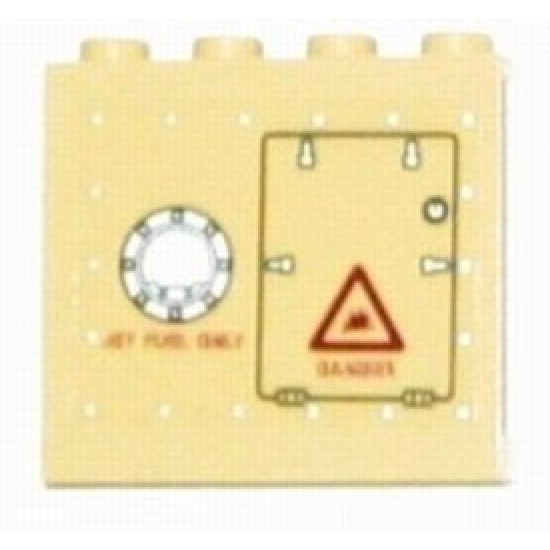 Panel 1 x 4 x 3 - Hollow Studs with 'JET FUEL ONLY' and 'DANGER' Pattern, Left Side (Sticker) - Sets 7298 / 7477