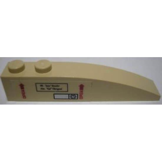 Slope, Curved 6 x 1 with 'OPEN' and Arrows Pattern Right (Sticker) - Sets 7298 / 7477