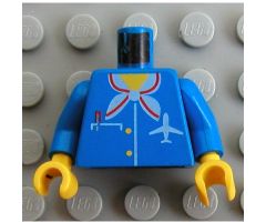 Torso Airplane Crew Female, Pocket, Pen, Scarf and Logo Pattern / Blue Arms / Yellow Hands