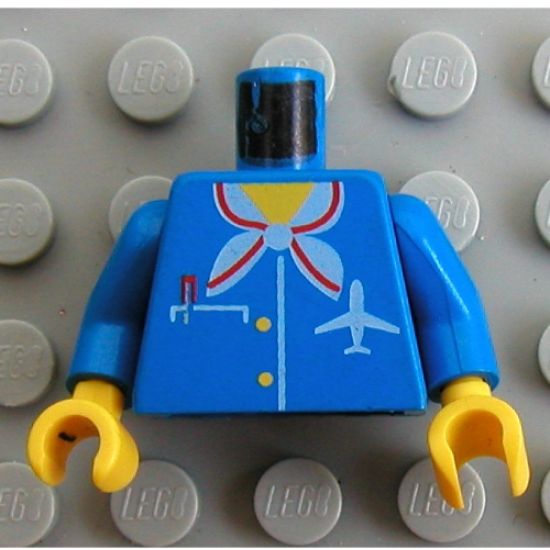 Torso Airplane Crew Female, Pocket, Pen, Scarf and Logo Pattern / Blue Arms / Yellow Hands