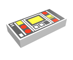 Tile 1 x 2 with Red and Yellow Controls and Two White Stripes on Left Pattern