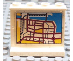 Panel 1 x 4 x 3 - Hollow Studs with Map Street Pattern 2 on Inside (Sticker) - Set 6598