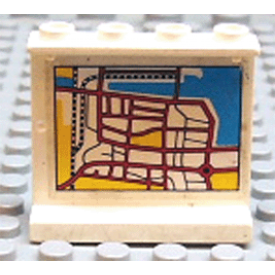 Panel 1 x 4 x 3 - Hollow Studs with Map Street Pattern 2 on Inside (Sticker) - Set 6598