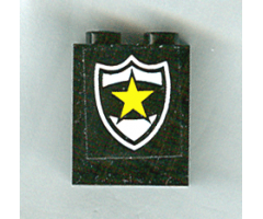 Panel 1 x 2 x 2 - Solid Studs with Yellow Star on Black and White Police Badge Pattern (Sticker) - Set 1786
