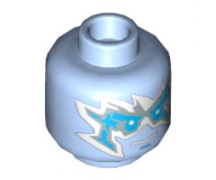 Minifigure, Head Male with Ice Energy Pattern (NRG Zane) - Blocked Open Stud