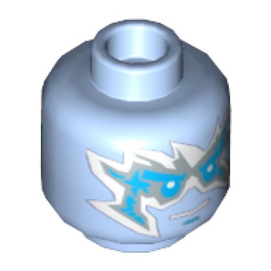 Minifigure, Head Male with Ice Energy Pattern (NRG Zane) - Blocked Open Stud